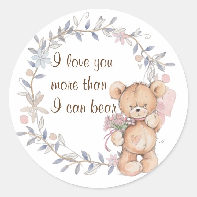 Cute Whimsical Teddy Bear Classic Round Sticker (Front)