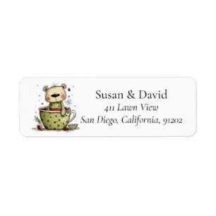 Cute Whimsical Teddy Bear Teacup Strawberry Summer