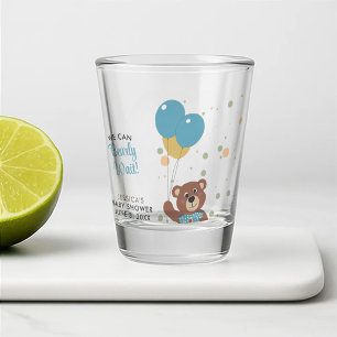 Cute Whimsical Teddy Bear Theme Baby Boy Shower Shot Glass