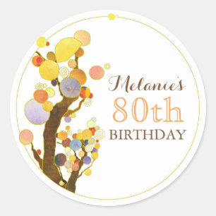 Cute Whimsical Trees Birthday Classic Round Sticker