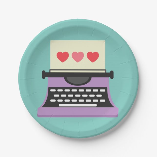 Cute Whimsical Typewriter Paper Plate (Front)