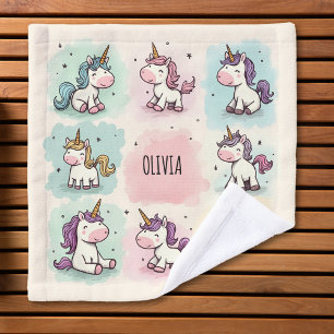 Cute Whimsical Unicorn Doodles Wash Cloth