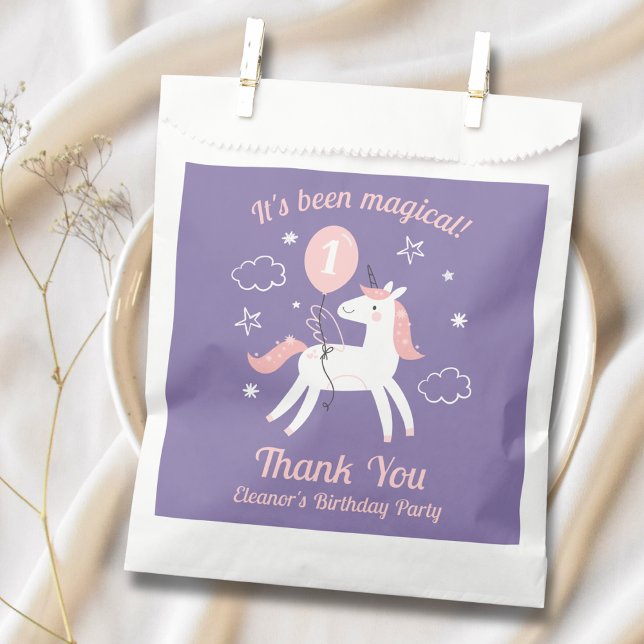 Cute Whimsical Unicorn Girls Birthday Thank You Favour Bags (Creator Uploaded)