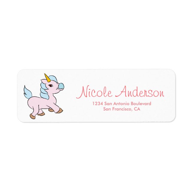 Cute Whimsical Unicorn Return Address (Front)