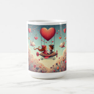 Cute whimsical Valentine's Day heart plane Coffee Mug