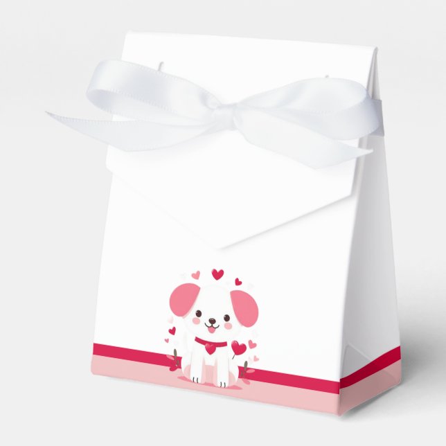 Cute whimsical Valentine's dog Favour Box (Front Side)