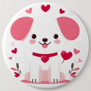 Cute whimsical valentine's puppy 6 cm round badge