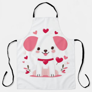 Cute whimsical valentine's puppy apron