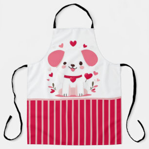Cute whimsical valentine's puppy apron