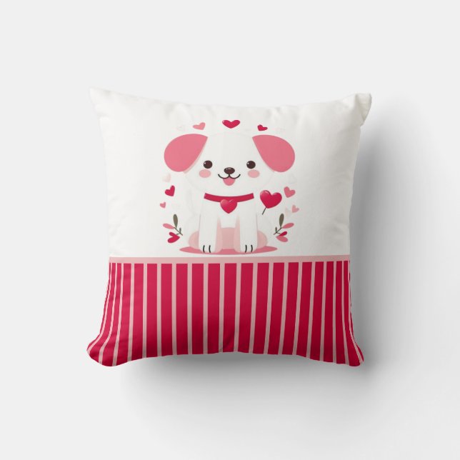 Cute whimsical valentine's puppy cushion (Front)