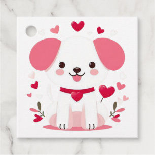 Cute whimsical valentine's puppy favour tags