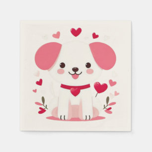 Cute whimsical valentine's puppy napkin