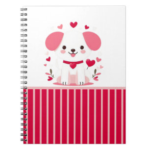 Cute whimsical valentine's puppy notebook