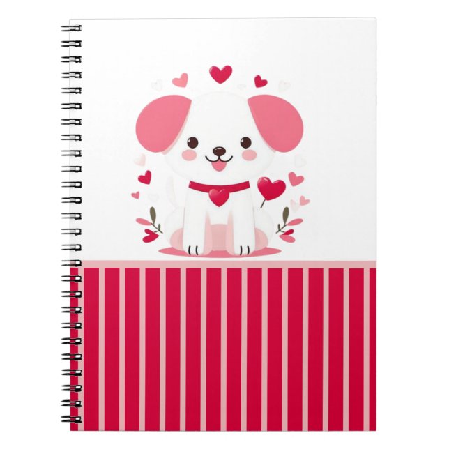 Cute whimsical valentine's puppy notebook (Front)