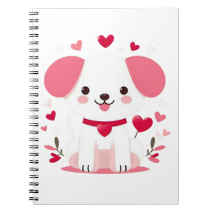 Cute whimsical valentine's puppy notebook
