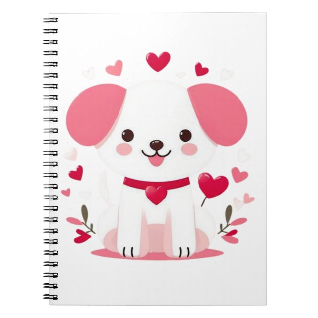 Cute whimsical valentine's puppy notebook (Front)
