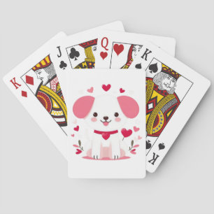 Cute whimsical valentine's puppy playing cards
