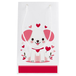 Cute whimsical valentine's puppy small gift bag