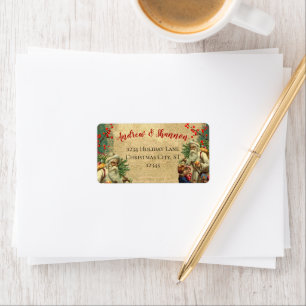 Cute Whimsical Vintage Santa Return Address Labels