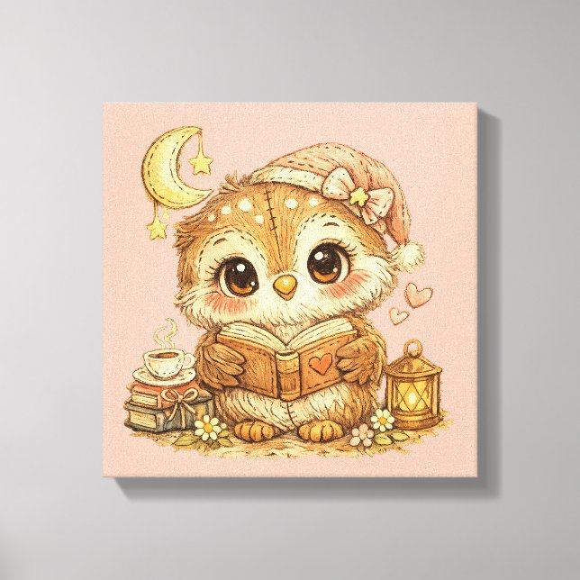 Cute Whimsical Watercolor Animal  Canvas Print (Front)