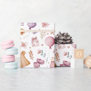 Cute Whimsical Watercolor Baby Shower Wrapp Wrapping Paper