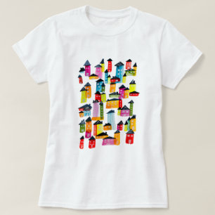 Cute whimsical watercolor houses T-Shirt