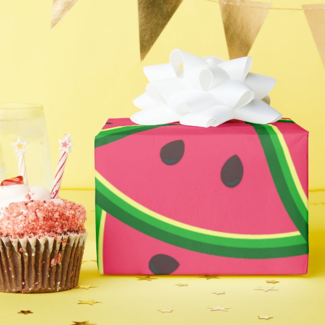 Cute Whimsical Watermelon Slices Pattern  Wrapping Paper (Birthday Party)