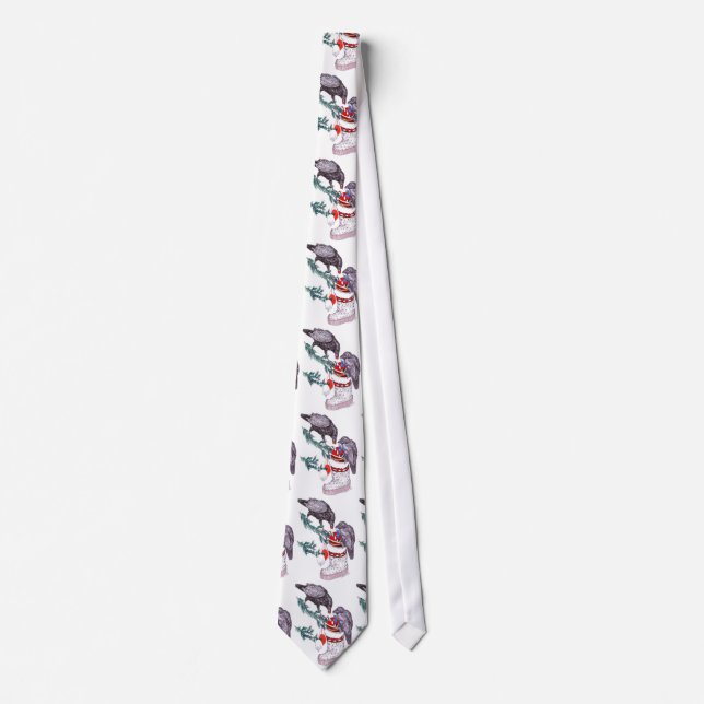 Cute & Whimsical Wildlife Christmas Holiday Tie (Front)