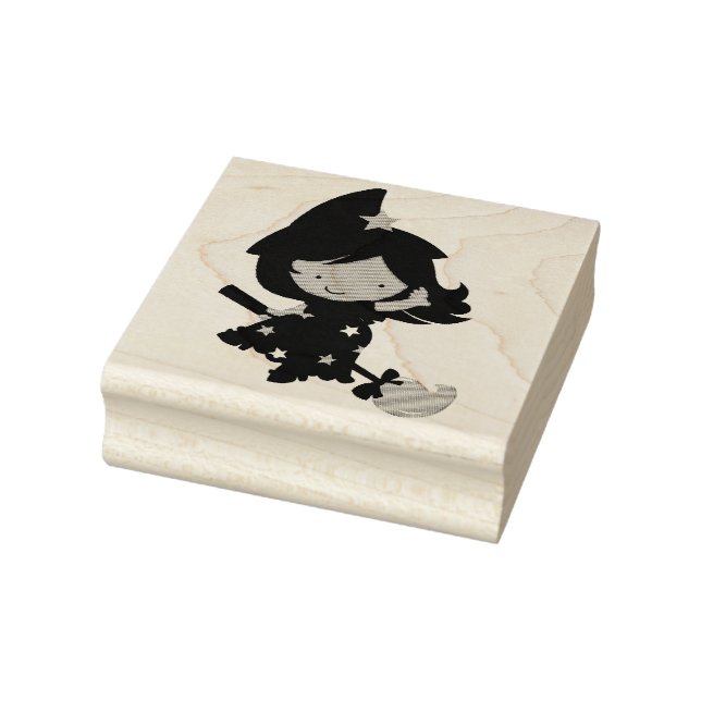 Cute Whimsical Witch Rubber Stamp (Stamp)
