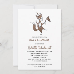 Cute Whimsical Woodland Fox Baby Boy Shower Invitation