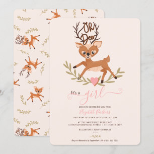 Cute whimsical woodland leaf oh deer baby shower  invitation