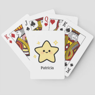 Cute whimsical yellow kawaii star monogram playing cards