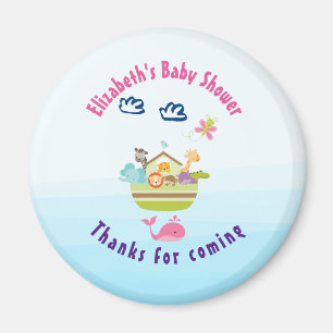 Cute Whimsical Zoo Animal Ark Baby Shower Thanks Magnet