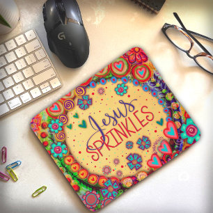 Cute WhimsicalJesus Sprinkles Inspirivity Colourfu Mouse Mat