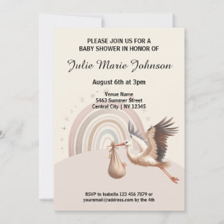 Cute Whimsy Baby Shower Beige Invitation