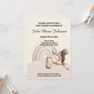 Cute Whimsy Baby Shower Beige Invitation