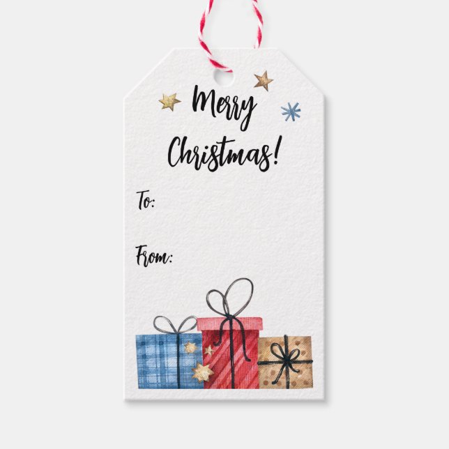Cute Whimsy Christmas Gifts Stars To-From Gift Tags (Front)