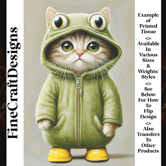 Cute Whimsy Kitten Dressed As A Frog AL3 Decoupage Tissue Paper (Creator Uploaded)