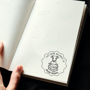  Cute Whippet Dog Book Rubber Stamp