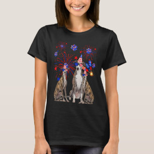 Cute Whippet Dogs Fireworks American Flag 4th Of T-Shirt