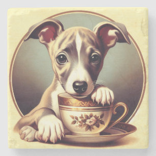 Cute Whippet Puppy Stone Coaster