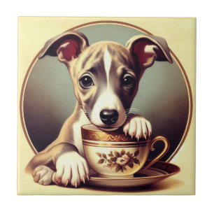 Cute Whippet Puppy Tile