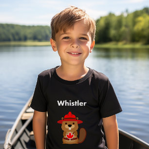 Cute Whistler Canada Beaver with Maple Leaf Dark T-Shirt