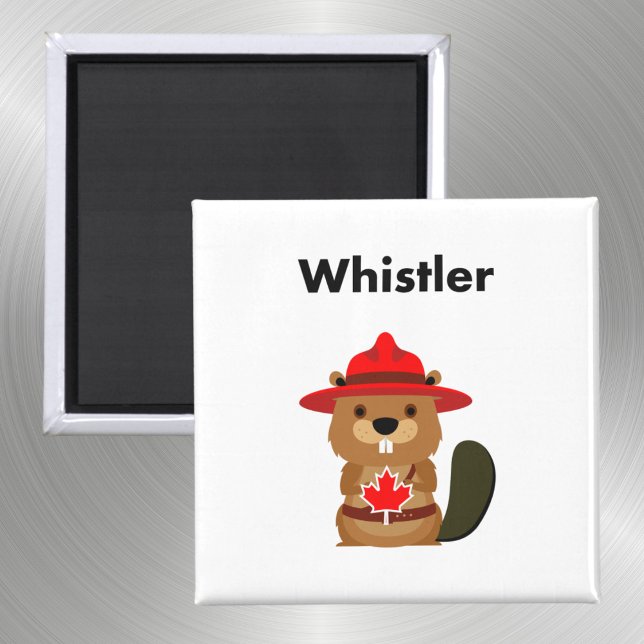 Cute Whistler Canada Beaver with Maple Leaf  Magnet (Creator Uploaded)