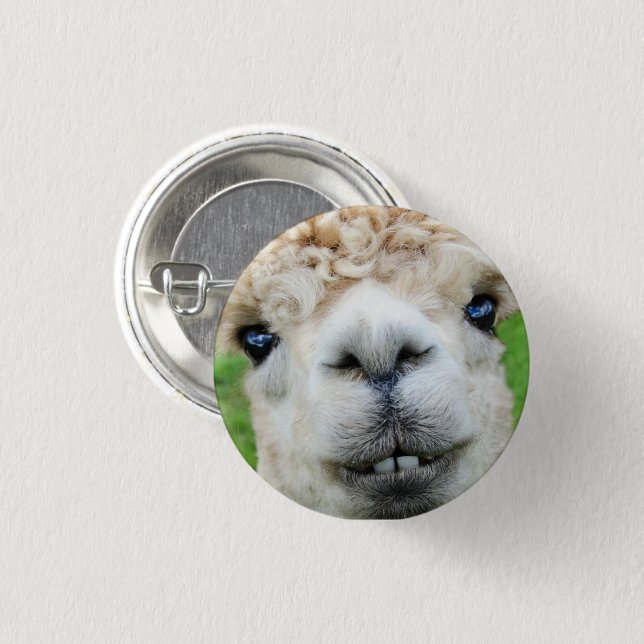 Cute White Alpaca Face 3 Cm Round Badge (Front & Back)