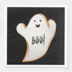 CUTE WHITE AND ORANGE HALLOWEEN GHOST NAPKIN