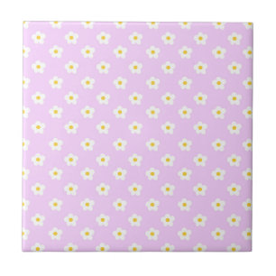 Cute white and pink flowers Ceramic Tile