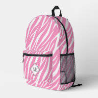   Cute White And Pink Pattern Zebra Print Monogram