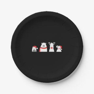 cute white and red christmas animals paper plate