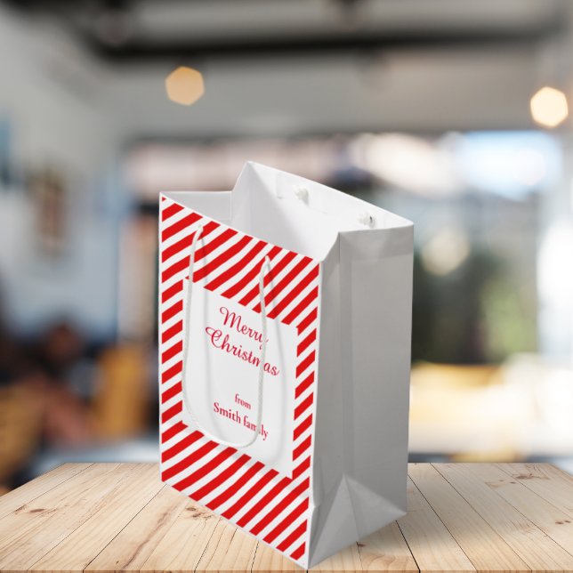 Cute white and red striped medium gift bag (Creator Uploaded)